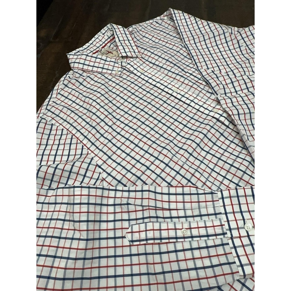 Relwen Shirt Mens 2XL White Check Long Sleeve Button Up Cotton Woven Casual